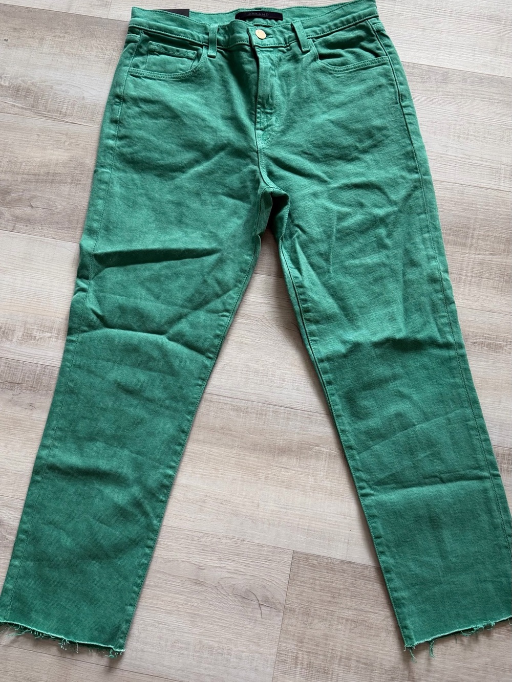 J Brand Emerald Green Straight-Leg Jeans
